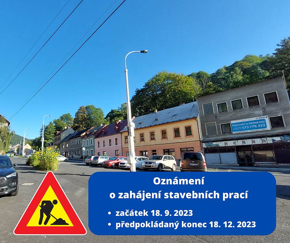 Oznámení o zahájení stavebních prací


 Pozor, v příštím týdnu se zahájí stavební práce v rámci stavby „Jáchymov - třída Dukelských hrdinů parkovací plochy“.
 Investor stavby je město Jáchymov, zahájení prací je plánováno na 18.9.2023 a předpokládané ukončení stavebních prací na 18.12.2023.
 Stavba bude rozdělena na 4 etapy, kdy v rámci III. etapy výstavby dojde k omezení provozu v ulici Lidická a Bělohorská a to po nezbytně nutnou dobu, v období od 6.11.2023 do 30.11.2023. Omezení se může v průběhu stavby lišit o pár dnů, ale včas bude oznámení umístěno na komunikaci. Během této etapy bude navržena objízdná trasa.
Za dočasná omezení v důsledku výstavby se omlouváme.


Více informací o uzavírce na webu: https://1url.cz/ju2hA