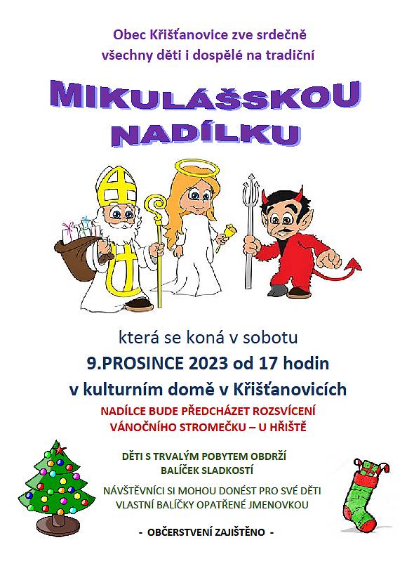 Srdečně zveme na Mikulášskou nadílku 9.12.2023 od 17hodi
