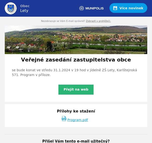 se bude konat ve středu 31.1.2024 v 19 hod v jídelně ZŠ Lety, Karlštejnská 571. Program v příloze.