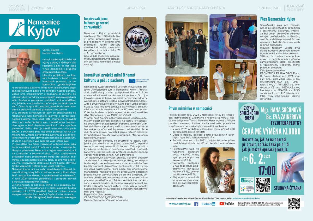 informační dvojstrana Nemocnice Kyjov (únor), která
pravidelně vychází v rámci Kyjovských novin, vždy 1x měsíčně