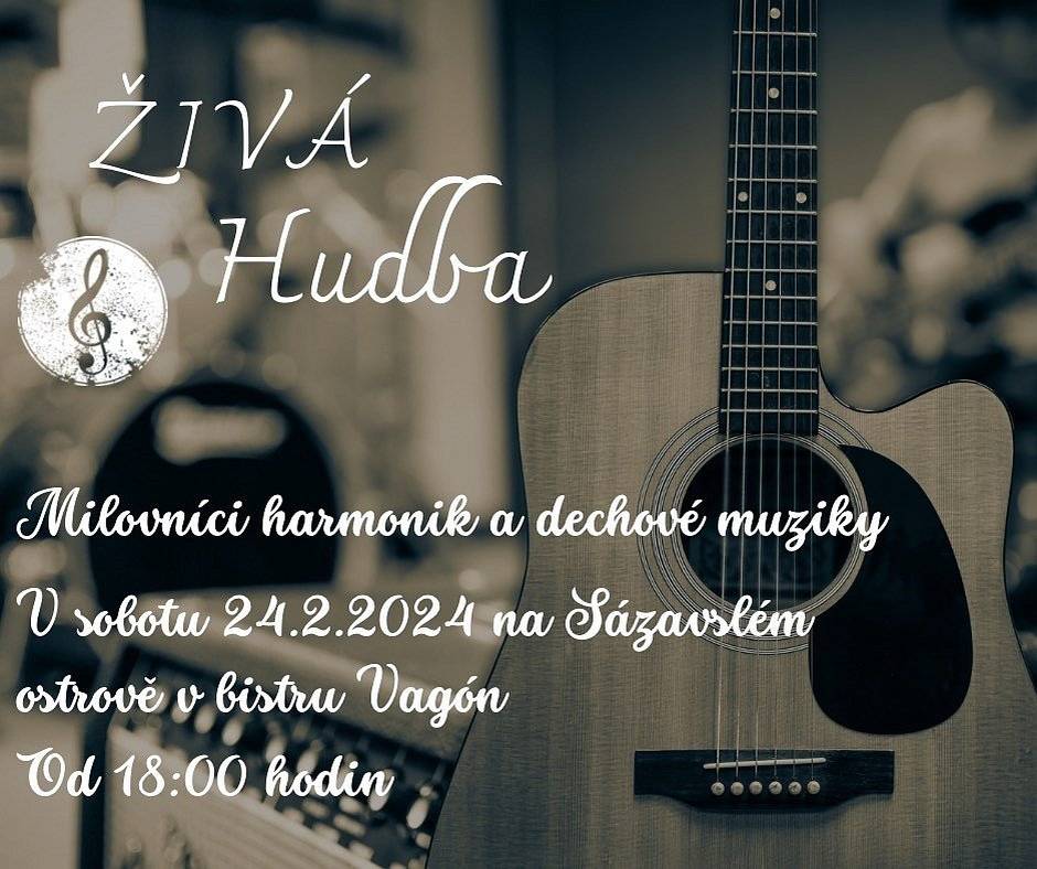 Tuto sobotu 24.2. od 18 hodin Vás srdečně zveme na vystoupení dvou heligonek a jednoho banja ve Vagónu na Sázavském ostrově. Repertoár bude obsahovat zejména dechovku, lidové písně, country a folk. Dále pro Vás máme na tento víkend připravené moderní menu v čele s avokádovým toastem se zastřeným vajíčkem, které najdete na našem Facebooku a také výhodnou gurmánskou akci: smažený sýr nebo řízek s přílohou pouze za 99Kč! A v neděli se můžete těšit na pravidelnou nabídku kávy a zákusku jen za 69 korun. Těšíme se na viděnou na Ostrově!