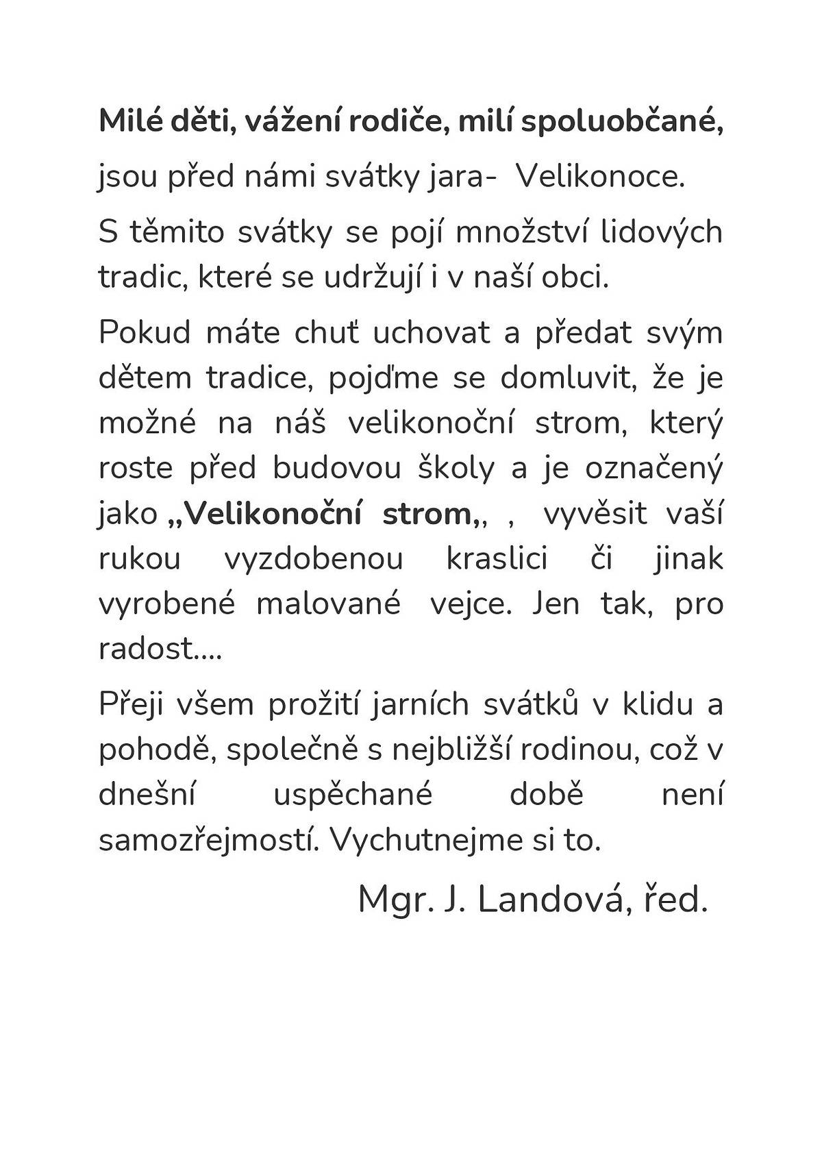 Základní škola Pchery-velikonoční strom