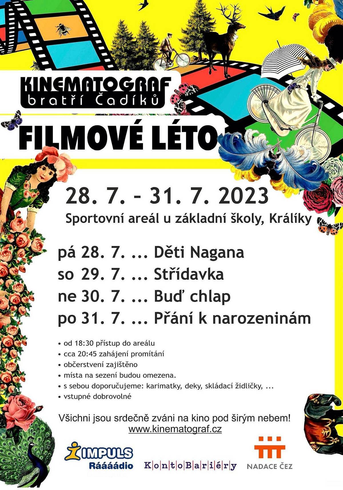 v sobotu 29.07. promítáme film Střídavka
Druhý den letního kina v Králíkách přináší film "Střídavka". Přijďte na Sportovní areál u základní školy již od 18:30 a užijte si večer pod širým nebem. Promítání začíná v 20:45. S sebou nezapomeňte karimatky, deky a skládací židličky. Občerstvení bude zajištěno. Vstupné je dobrovolné.
Střídavka: Komedie režiséra Petra Nikolaeva plná rodinných a partnerských zmatků. Její hrdinové si uvědomí, že když se ze tří rodin stane jedna velká, budou potřebovat pořádný plán. Plán, jak přežít současné i minulé partnery, všechny děti v rodině, ať už jsou jejich nebo ne, plán, jak se v tom všem neztratit a udržet si zdravý rozum. Život si ale většinou dělá, co chce... a co nečekáte.
Hrají: Martin Hofmann, Kristína Svarinská, Jitka Čvančarová, Jiří Vyorálek, Anna Polívková, Eva Holubová, Amálie Stella Hamzová a další