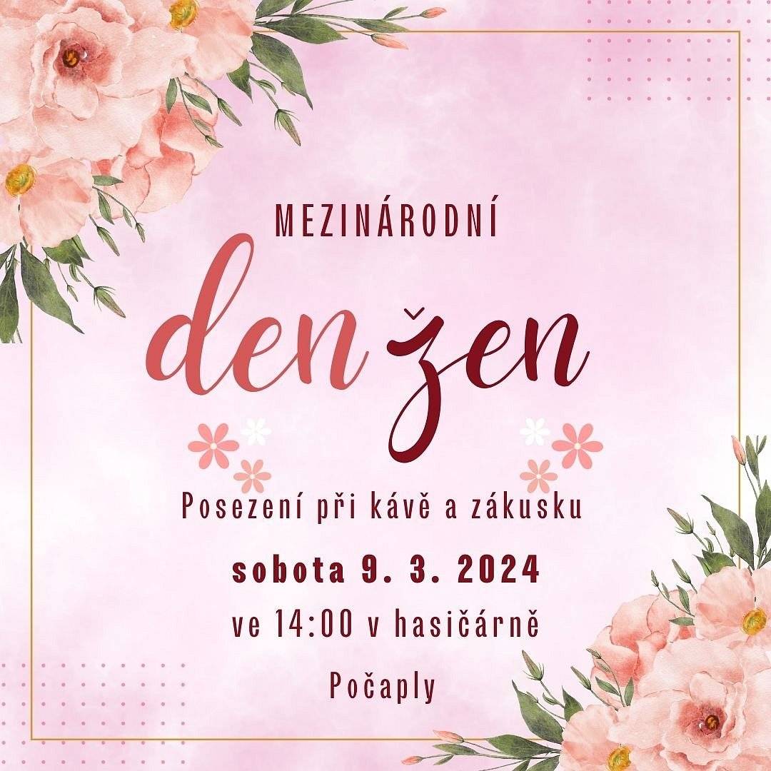 Milé dámy, přijměte srdečné pozvání na kávu a zákusek v sobotu 9.3.2024 v 14:00 hodin do hasičárny při příležitosti Mezinárodního dne žen.
Kateřina Pilecká