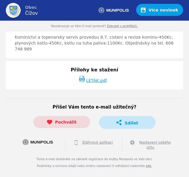 Kominictvi a topenarsky servis provedou 8.7. cisteni a revize kominu-450Kc, plynových kotlu-450Kc, kotlu na tuha paliva-1100Kc. Objednávky na tel. 608 748 989