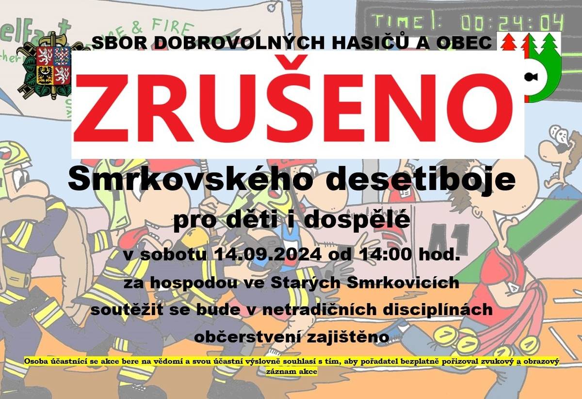 Z důvodu předpovědi špatného počásí jsme nuceni akci zrušit. Děkujeme za pochopení.