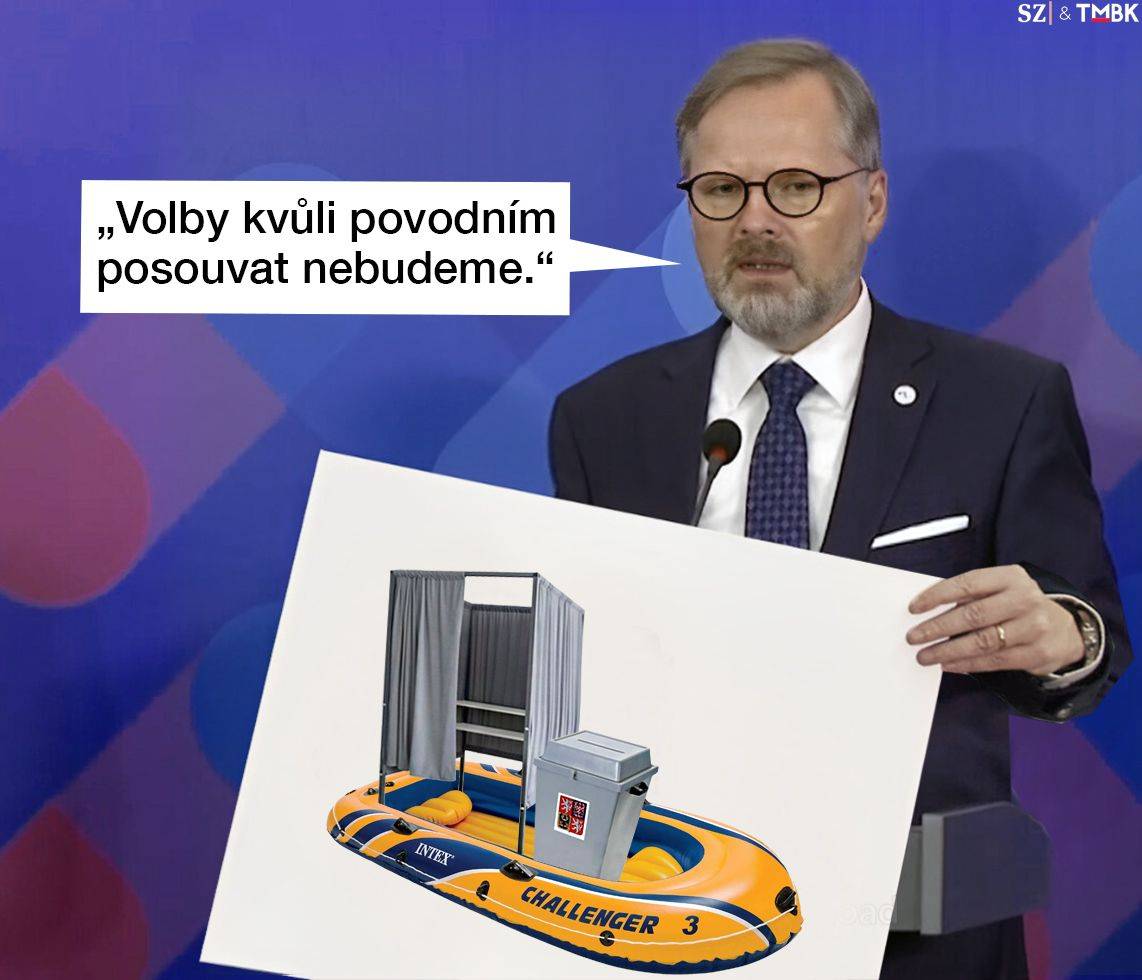 Aktuální povodně otevřely otázku, jestli by se neměly posunout krajské a senátní volby, které se budou konat v pátek a v sobotu. Vláda to ale odmítá a nabízí náhradní řešení. Další koláž TMBK pro SZ.