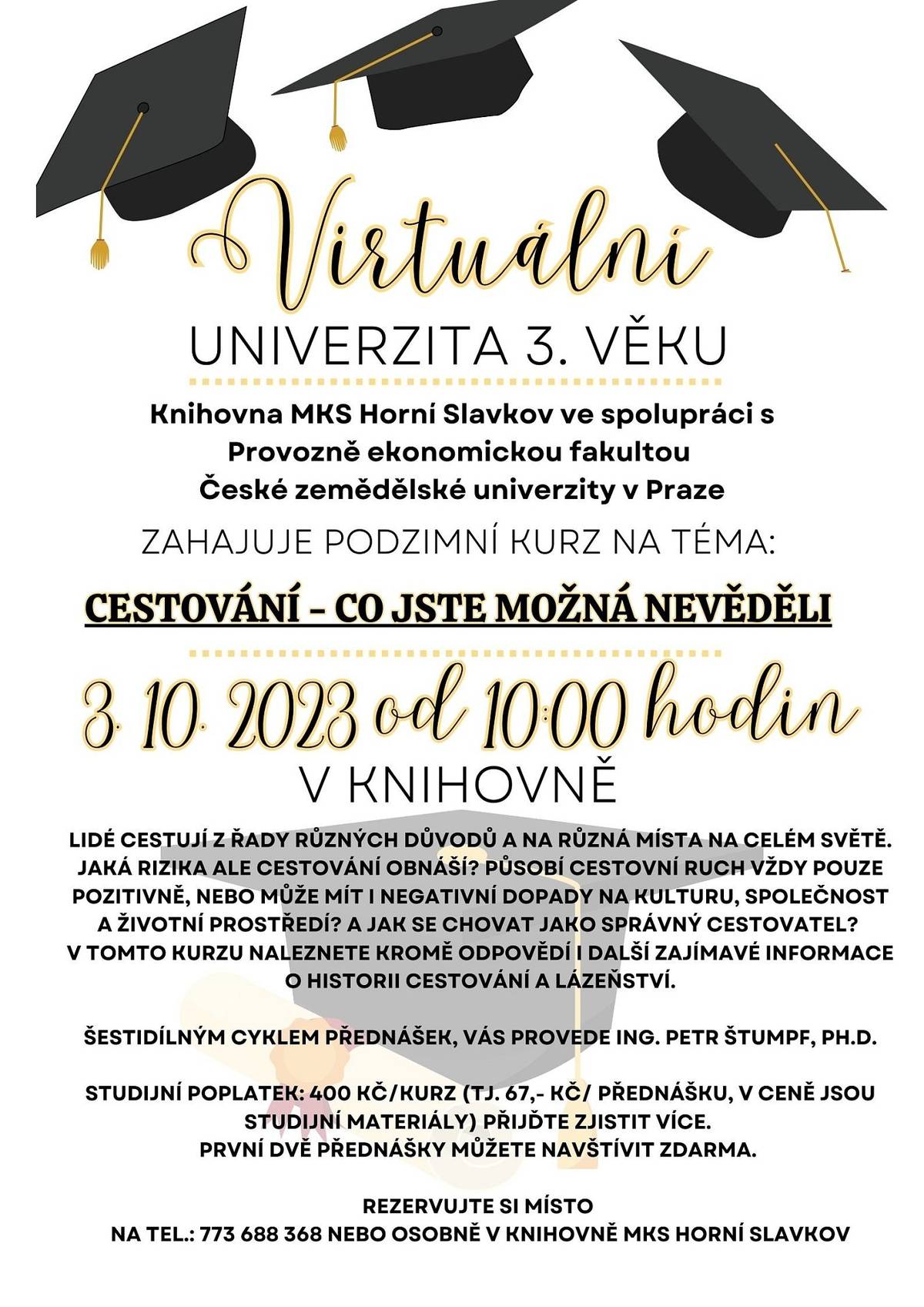 Knihovna MKS Horní Slavkov zahajuje podzimní kurz.