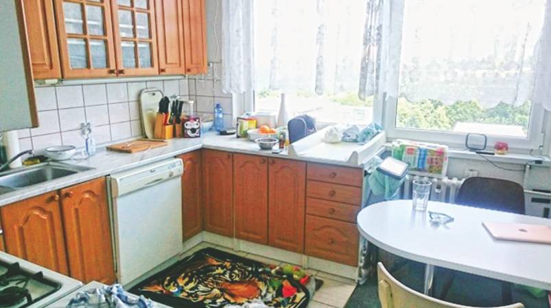 V dřívější kuchyni byla mezi dřezem a varnou deskou jen malinká plocha s ledničkou na druhé straně místnosti. Hanka tak po pokoji neustále běhala sem a tam.