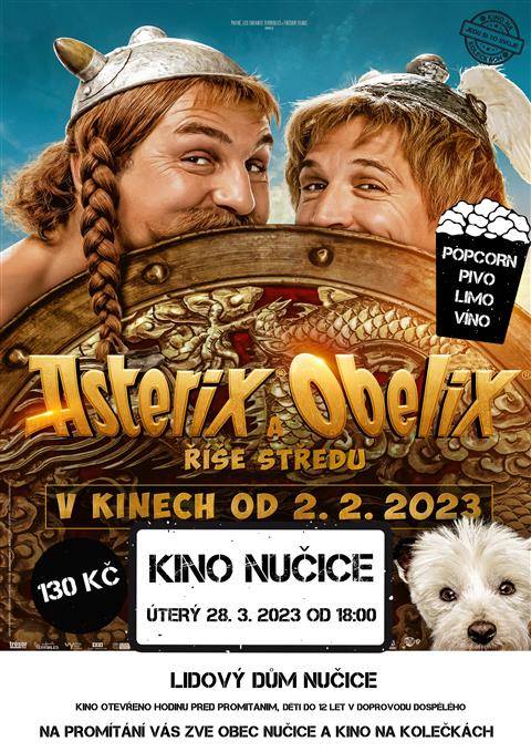 Filmové představení pro dospělé i děti, tentokrát promítáme film Asterix a Obelix - Říše středu. Promítání začíná v 18.00 hodin v Lidovém domě v Nučicích. Vstupné 130 Kč.