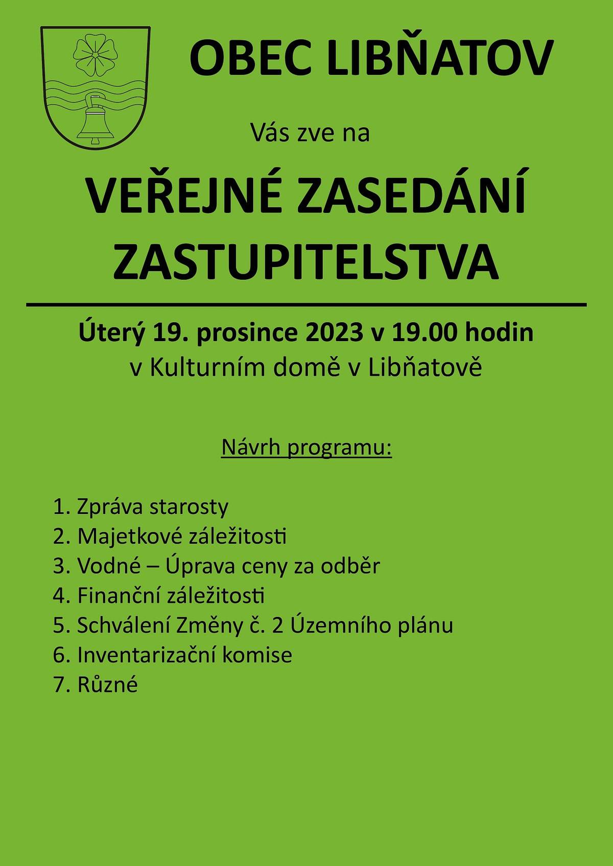 Vážení občané, milí přátelé 🙂
zítra se koná veřejné zasedání zastupitelstva obce. Prosím, přijměte pozvání na toto jednání. Čeká nás bohužel nepříjemná diskuse o zvyšování ceny za vodné. Budu rád, když si přijdete poslechnout tyto nepříjemné, ale nezbytné skutečnosti. 
Zároveň se dozvíte také mnoho dalších pozitivnějších informací.
Přeji hezké dny,
Jarda Pich, starosta