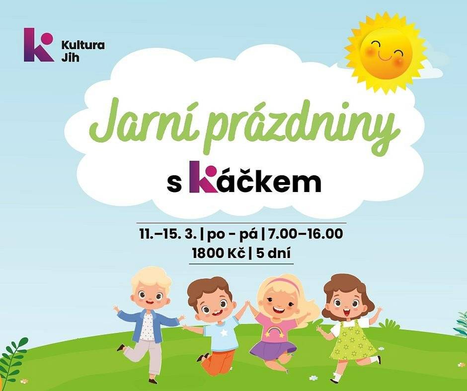 Jarní příměstský tábor, který v termínu od 11. do 15. března pořádá Kultura Jih a KD K-TRIO, nabízí poslední volná místa. Jste z Ostravy, nemůžete si vzít v práci dovolenou a stále nemáte program pro své děti? Neváhejte. Připravené dobrodružství je bude bavit a ještě na něj můžete získat, pokud tedy bydlíte trvale v některé z pěti částí Jihu (Bělský Les, Dubina, Hrabůvka, Výškovice, Zábřeh), příspěvek ve výši 1000 Kč na mimoškolní aktivity pro děti trvale žijící v Ostravě-Jihu, a to v rámci projektu Corrency – více zde: https://ovajih.corrency.cz/deti/ 
Zábavný příměstský tábor pro děti od 6 let stojí 1800 a potřebné informace k organizaci a přihlášení najdete zde: https://www.kulturajih.cz/cz/kultura/2406-jarni-prazdniny-s-kackem.html