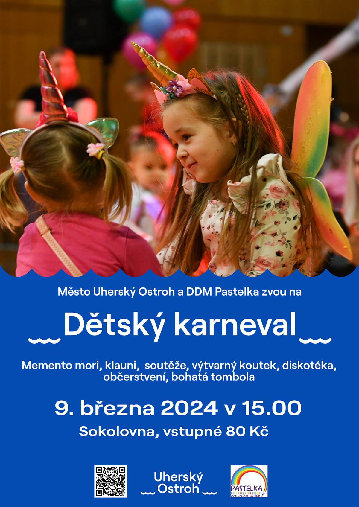 V sobotu 9. března 2024 v 15:00 proběhne ve sportovní hale v Uherském Ostrohu Dětský karneval. Připraven je bohatý program, v jehož rámci vystoupí šermířská skupina Memento mori nebo zábavní klauni. Děti se můžou těšit na různé soutěže, výtvarný koutek, diskotéku i bohatou tombolu.