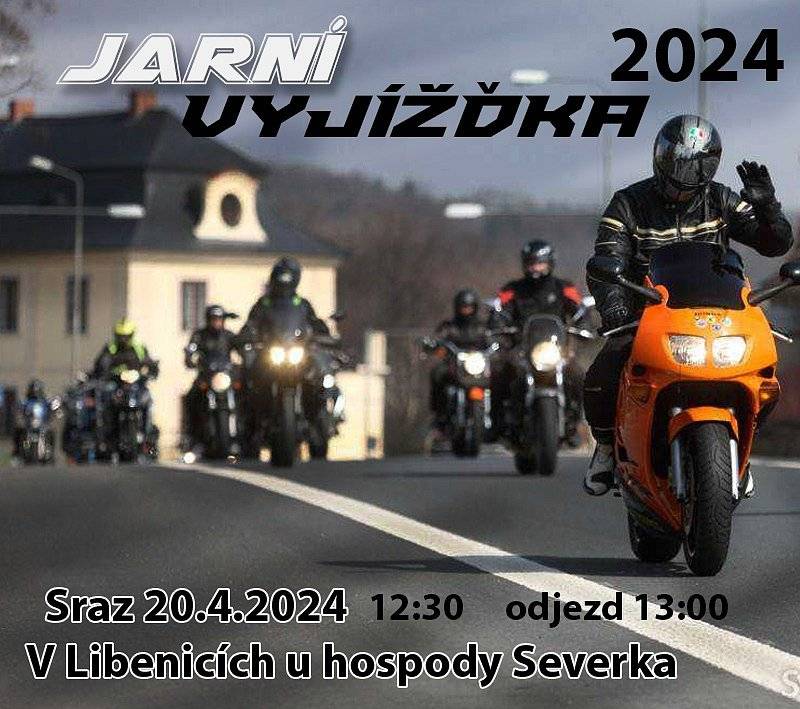 Jarní vyjížďka 2024 se koná 20.dubna. Sraz u hospody Severka v Libenicích v 12:30 .  Odjezd 13:00.