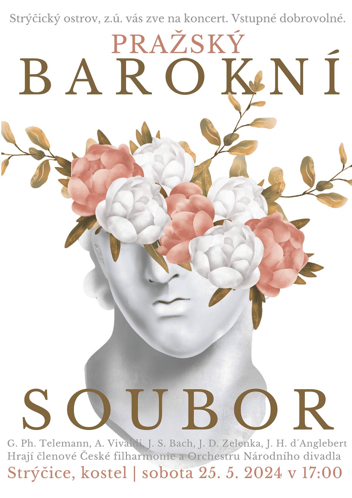 Vážení spoluobčané,
jménem organizátorů vás zveme na koncert Pražského barokního souboru. V ještě nedávno zapomenutém kostelíku zahrají špičkoví interpreti světovou hudbu věhlasných barokních skladatelů. 
Hudebníci z České filharmonie a Orchestru Národního divadla vystoupí v kostele sv. Petra a Pavla ve Strýčicích v sobotu 25. 5. 2024 od 17:00 hodin.
Hrají: Anna Sommerová – housle, Vojtěch Jouza – hoboj, Vojtěch Urban – violoncello, Edita Keglerová – cembalo.
Vstupné je dobrovolné.
 
S pozdravem,
 
Obec Břehov