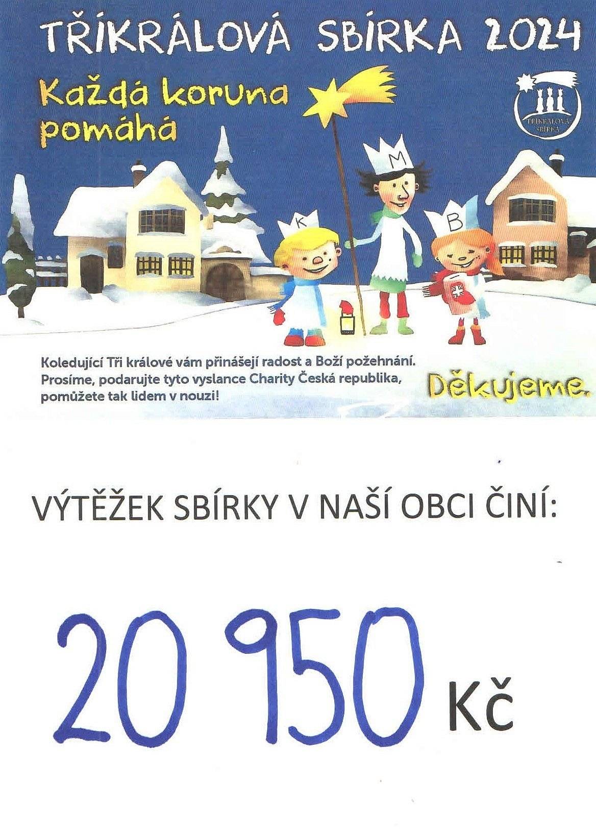 Velké poděkování patří všem, kteří přispěli a především malým koledníkům pod vedením paní Ireny Jirovské :-)