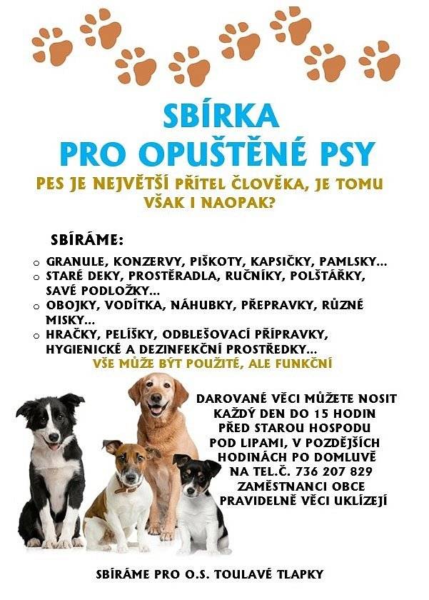 Sbíráme pro o.s. Toulavé tlapky