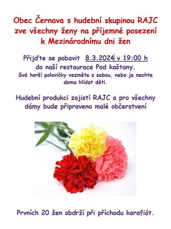 Protože se nám loni oslava MDŽ vydařila a možná tak vznikla další tradiční akce, zveme opět všechny ženy, které chtějí svůj svátek oslavit, aby se přišly pobavit, zazpívat si a odpočinout si od všedních starostí spolu s námi.