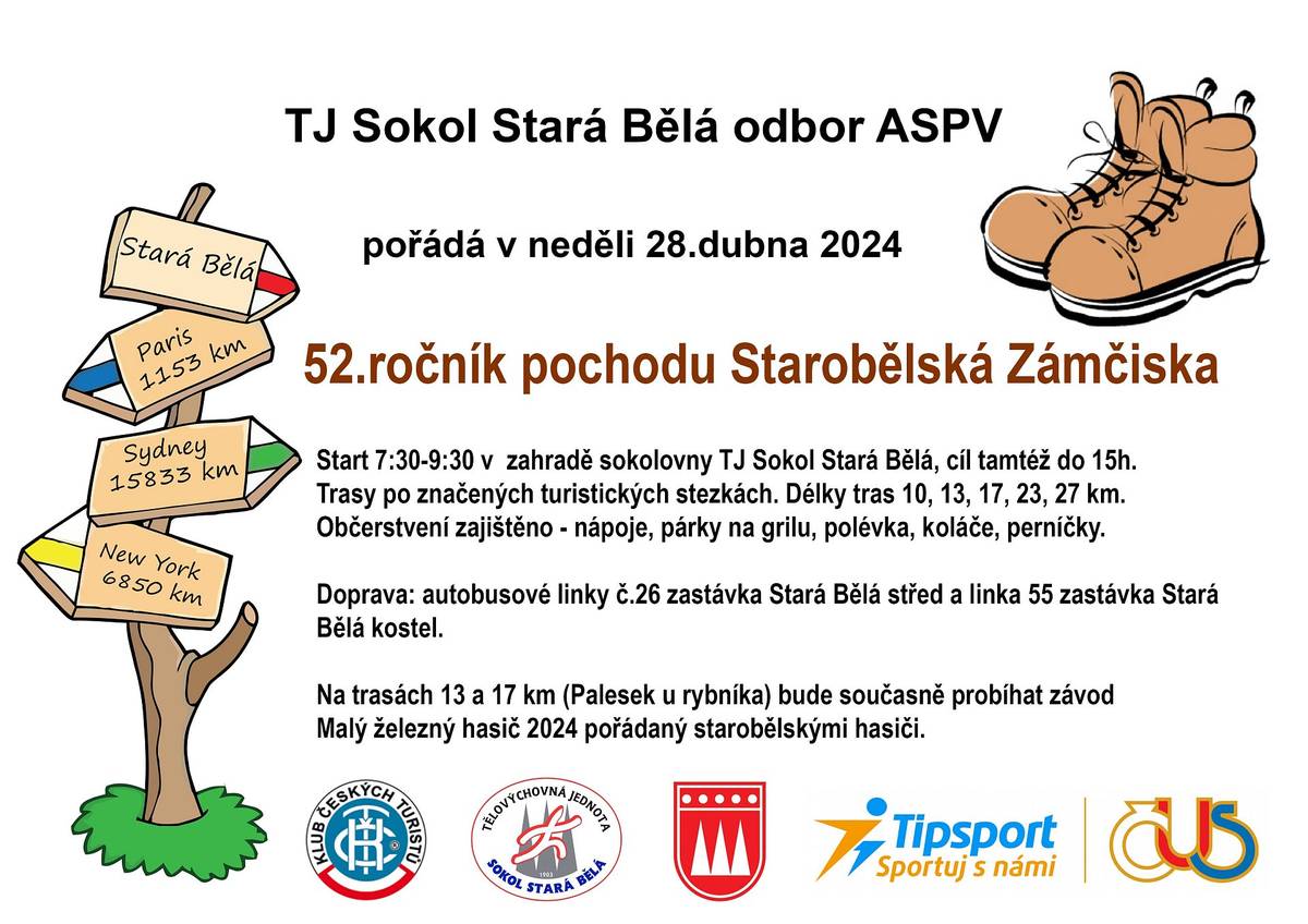 TJ Sokol Vás zve na 52. ročník turistického pochodu v neděli 28. dubna