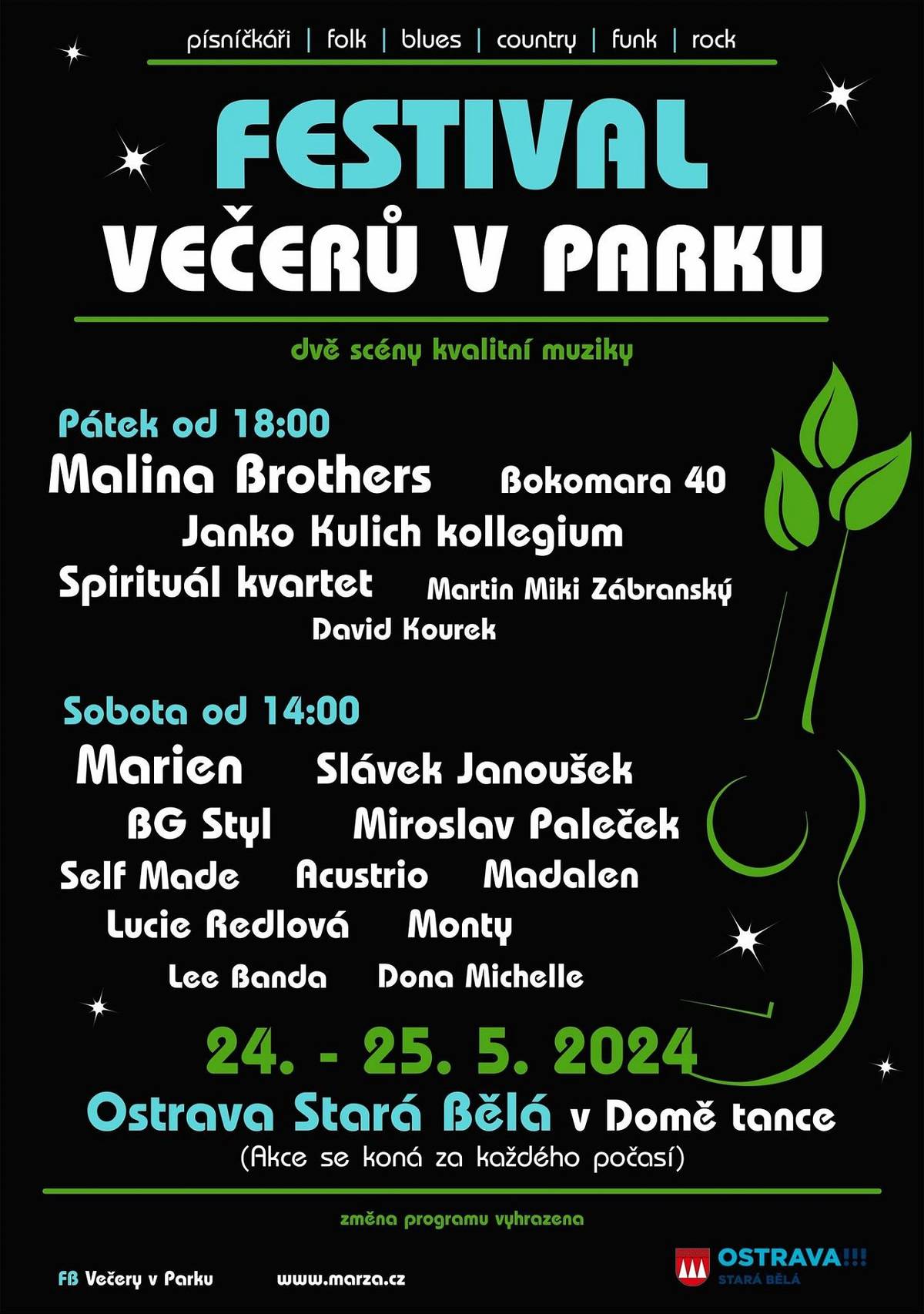 Městský obvod Vás zve na 2. ročník folkového festivalu. Tentokrát proběhne v Domě tance ve dnech 24. a 25. května. Vstupenky v předprodeji na obecním úřadě a na OstravaInfo