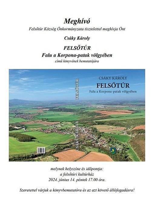 A falunk monográfiájának ünnepélyes bemutatójára 2024. június 14-én pénteken kerül sor a helyi kultúrházban. A rendezvényen a könyv megvásárolható és a szerző dedikálja. Az estet koccintás zárja. Találkozzunk!