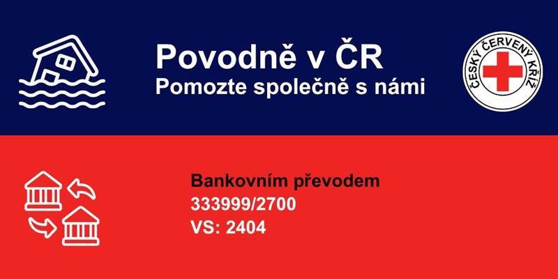 Český červený kříž organizuje finanční sbírku na pomoc občanům zasaženým povodněmi během tohoto víkendu.
