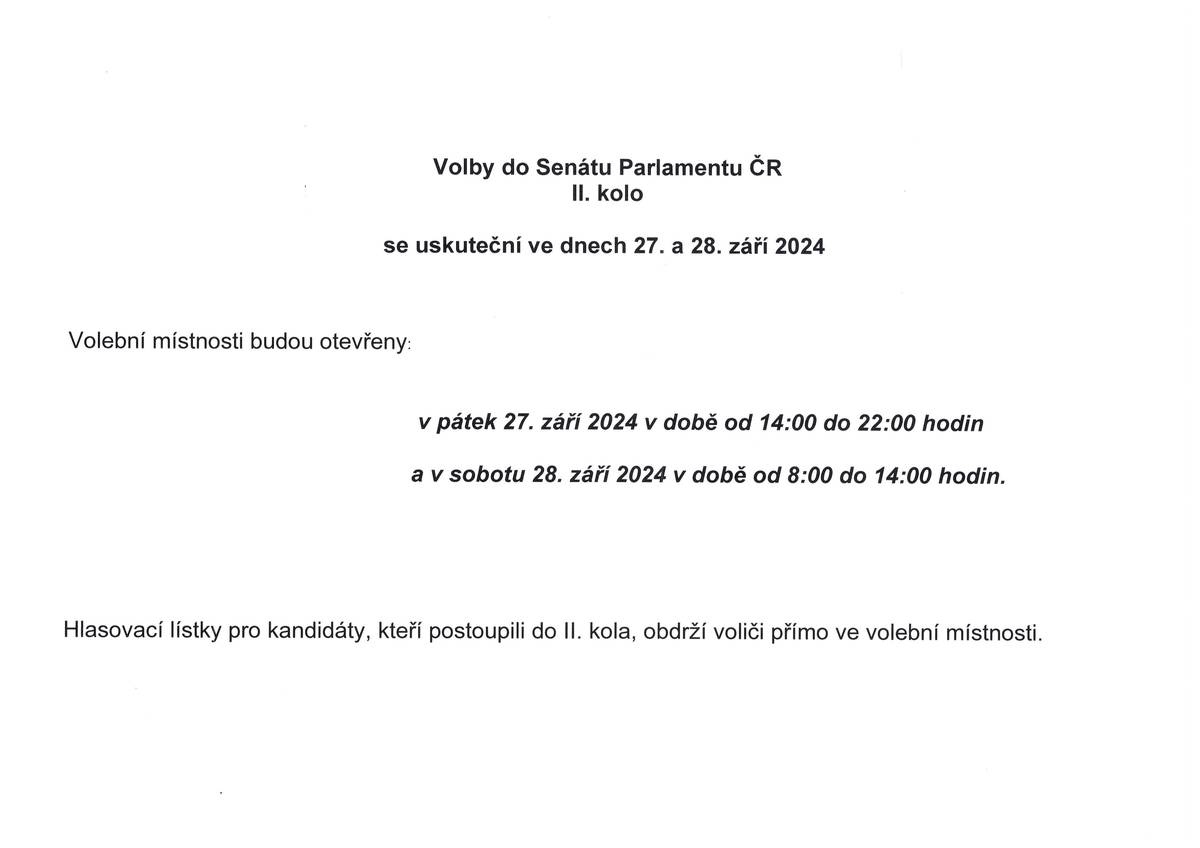 o  konání II.kola voleb do Senátu Parlamentu ČR