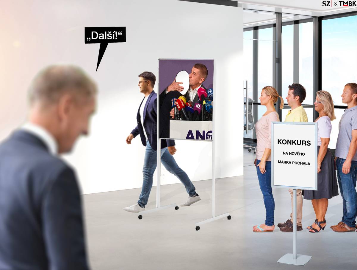 Cesty Andreje Babiše a Marka Prchala se nadobro rozešly. Teď se Babiš snaží od Prchala nadobro odstřihnout a postavit nový, ještě lepší marketingový tým. I s lepším Prchalem. Další koláž populárního grafika pro SZ.
