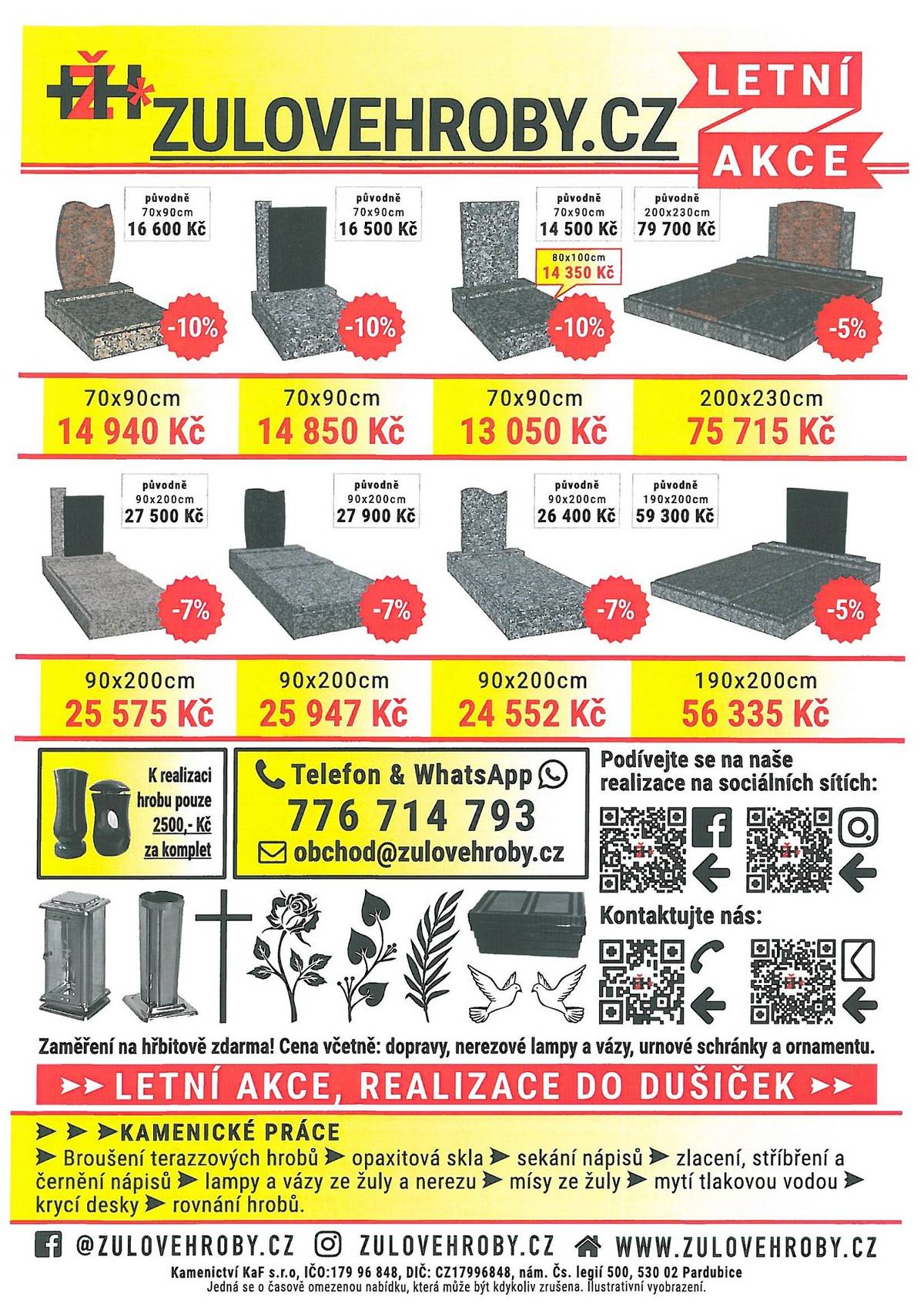 Nabídka - kamenické práce na hřbitově