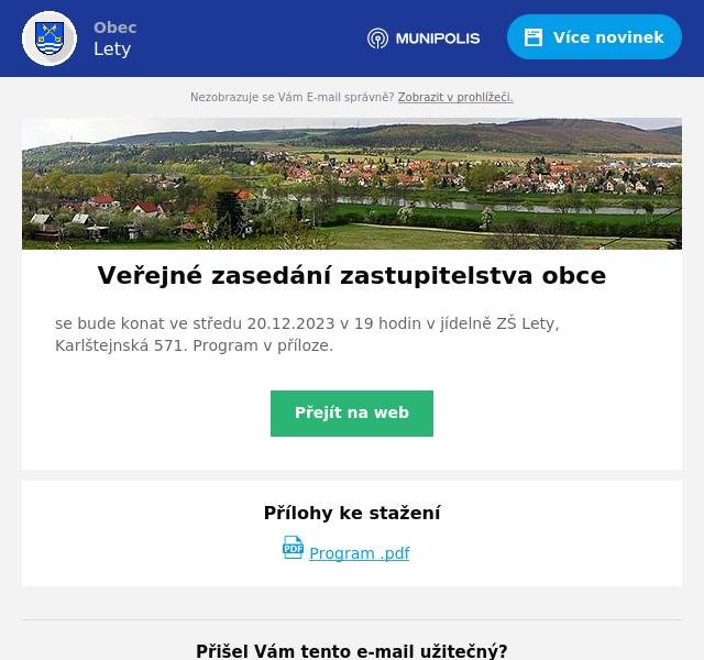 se bude konat ve středu 20.12.2023 v 19 hodin v jídelně ZŠ Lety, Karlštejnská 571. Program v příloze.