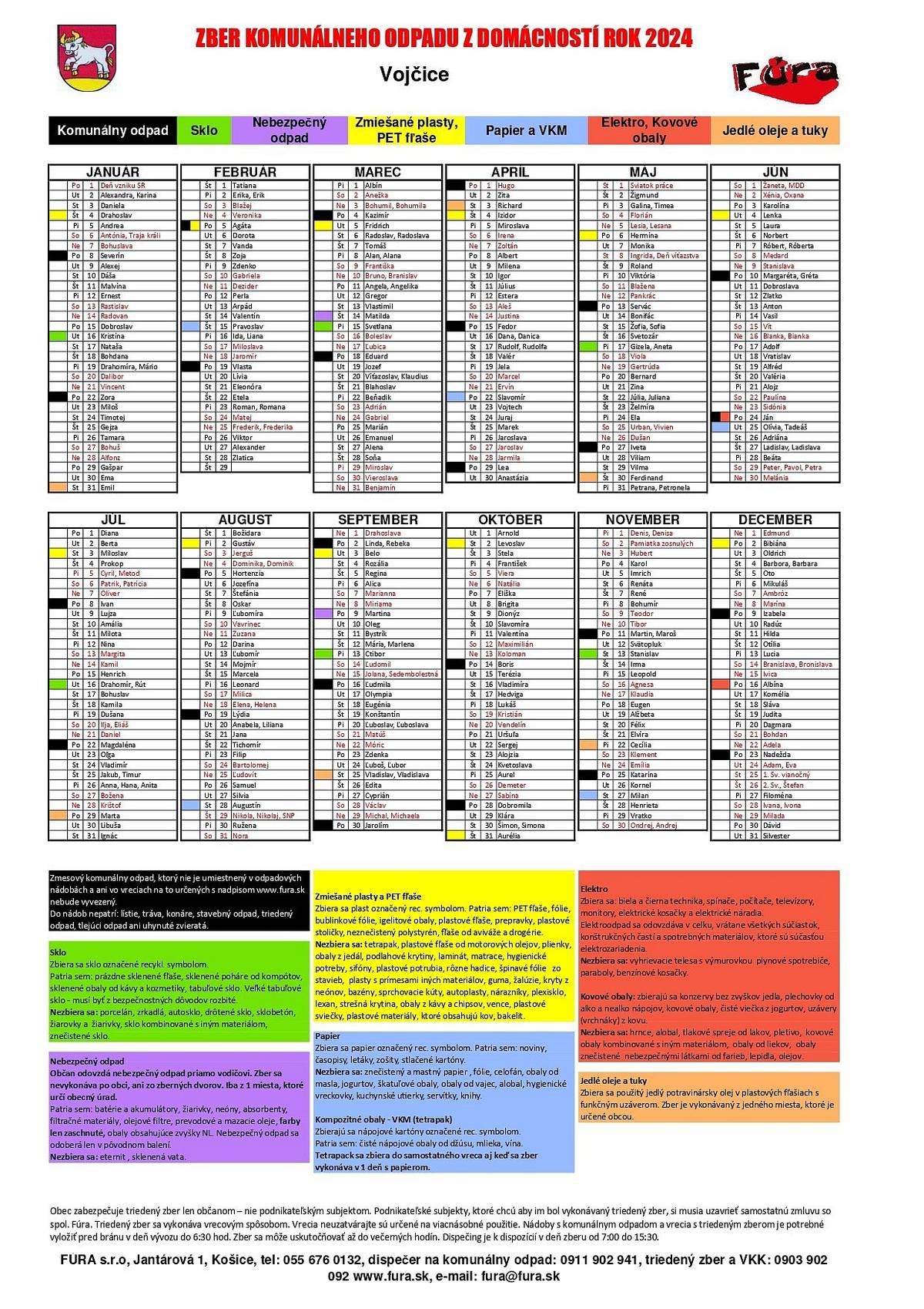 Harmonogram vývozu TKO na rok 2024