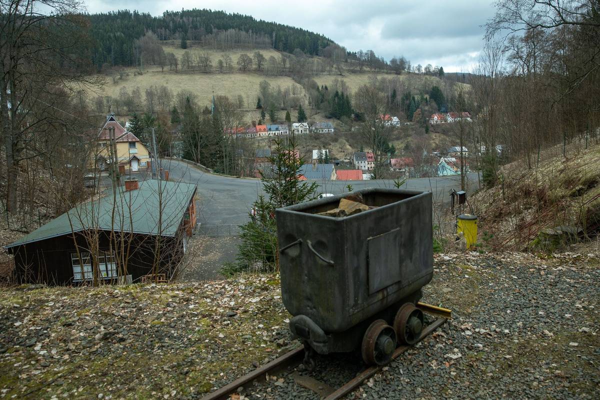 Město Jáchymov v Krušných horách, nedaleko Karlových Varů.