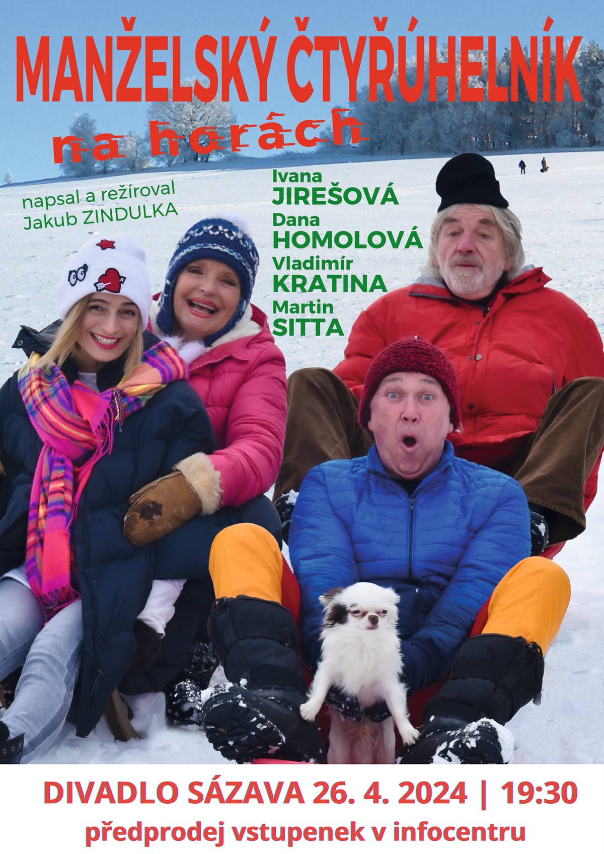 Vstupenky na dubnová divadelní představení jsou již v předprodeji v infocentru. 

12. 4. Čertova divadelní brázda
14. 4. Pohádky pana Pohádky
26. 4. Manželský čtyrúhelník na horách 

Veškeré akce najdete na webu města: https://www.mestosazava.cz/zivot-ve-meste/kalendar-akci/#evt_647_103
