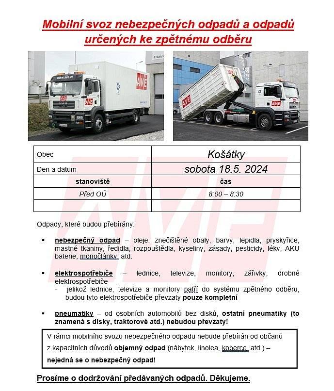 sobota 18.5.2024 před OÚ v 8:00-8:30