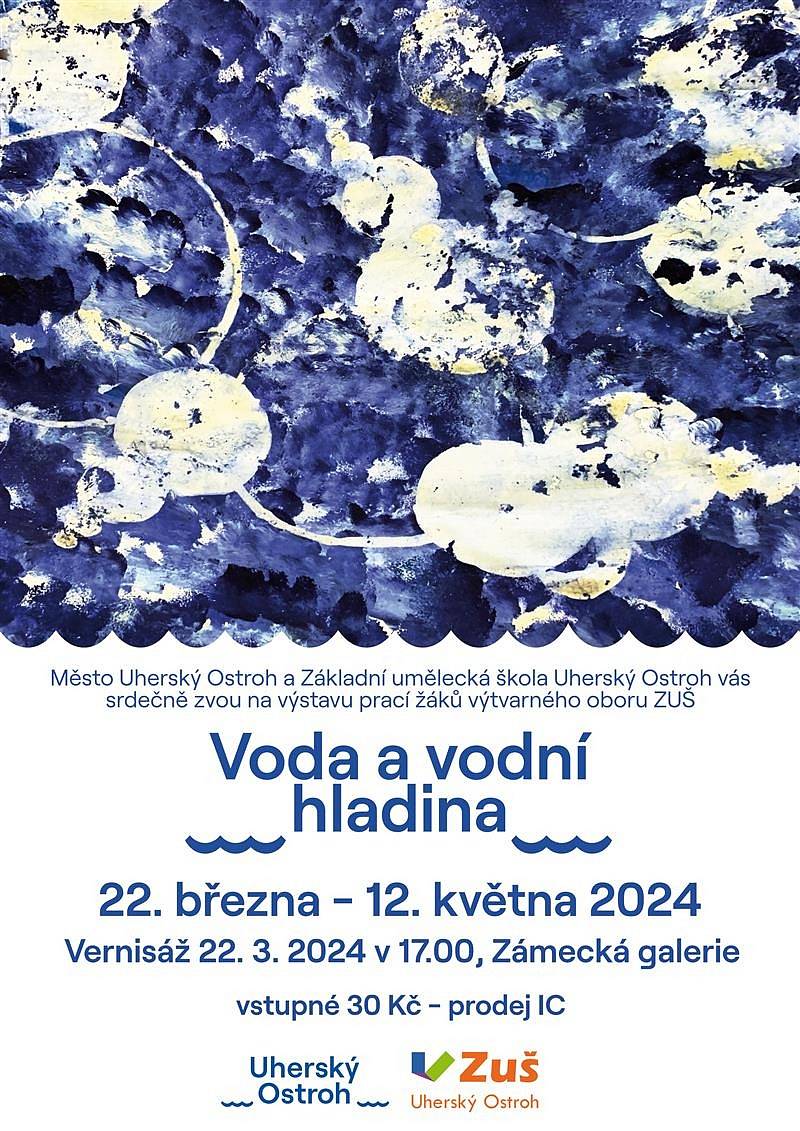 V pátek 22. března 2024 v 17:00 se v Zámecké galerii na ostrožském zámku uskuteční slavnostní zahájení výstavy Voda a vodní hladina, na níž budou prezentovány práce žáků výtvarného oboru ostrožské ZUŠ. 
Výstava je koncipována jako souhrnný výběr prací věnovaných různorodému výtvarnému zobrazení vodního živlu. 
Samotná expozice bude na ostrožském zámku umístěna do neděle 12. května 2024. Vstupné je 30 Kč.