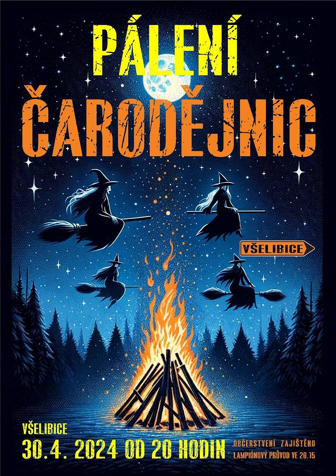 Pálení čarodějnic ve Všelibicích 30.4.2024.