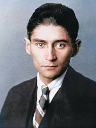 Franz Kafka v roce 1923. Kolorovaný snímek.