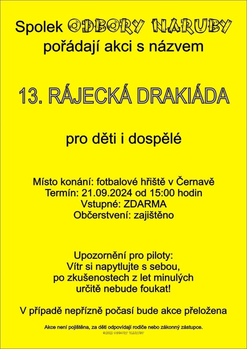 v sobotu je poslední letní den, předpověď počasí nám chystá příjemné teploty, snad bude odpoledne i foukat vítr. Přijďte si užít končící letní pohodu, rozloučit se s létem. Odpoledne se utkat v leteckém souboji draků, nachytat co nejvíc slunečních paprsků a večer předvést své hudební nadání ve společné produkci.