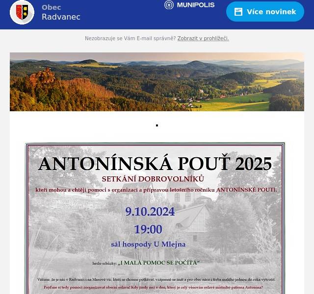 Případné dotazy k setkání - Jitka Hrádková,
mob. 607 749 474