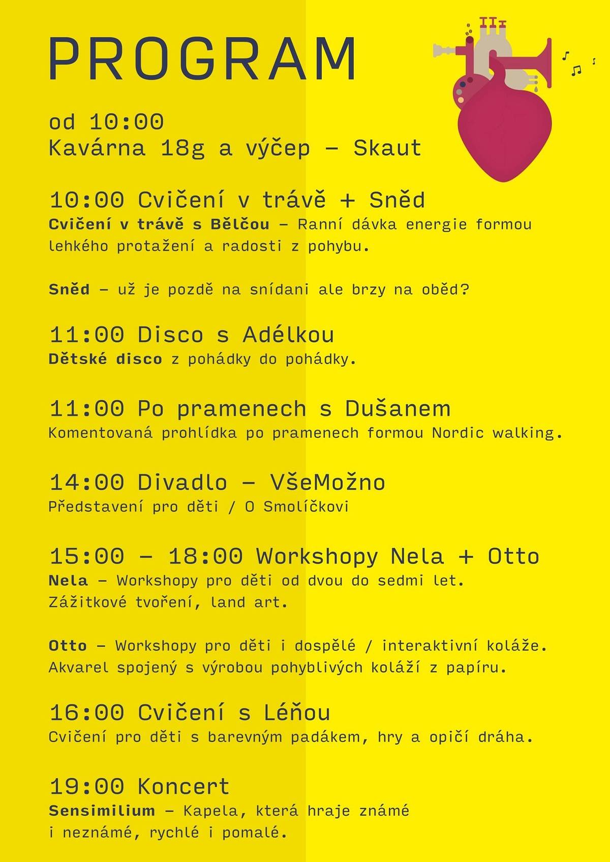 Druhý ročník rodinného festivalu Víkend v pohybu pro místní i přespolní už klepe na sloupy Ferdinandova pramene. 
Pojďte s námi objevit kouzlo místa v samém srdci lázeňských parků. Pestrý program zabaví děti i dospělé. 
Těšit se můžete na výtvarné workshopy, pohybová cvičení, divadelní představení pro děti a mnoho dalšího. 
Vstupné dobrovolné.