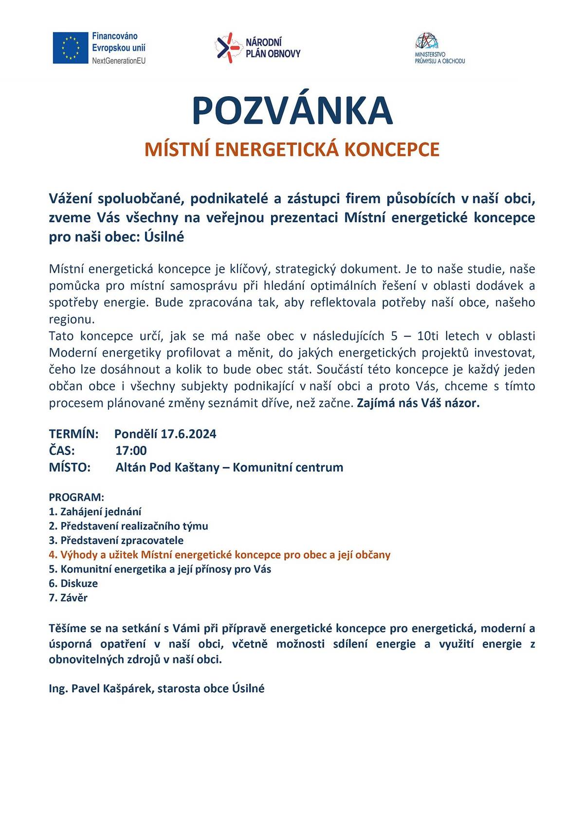 MÍSTNÍ ENERGETICKÁ KONCEPCE PRO NAŠI OBEC