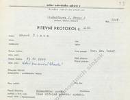 Titulní strana pitevního protokolu.