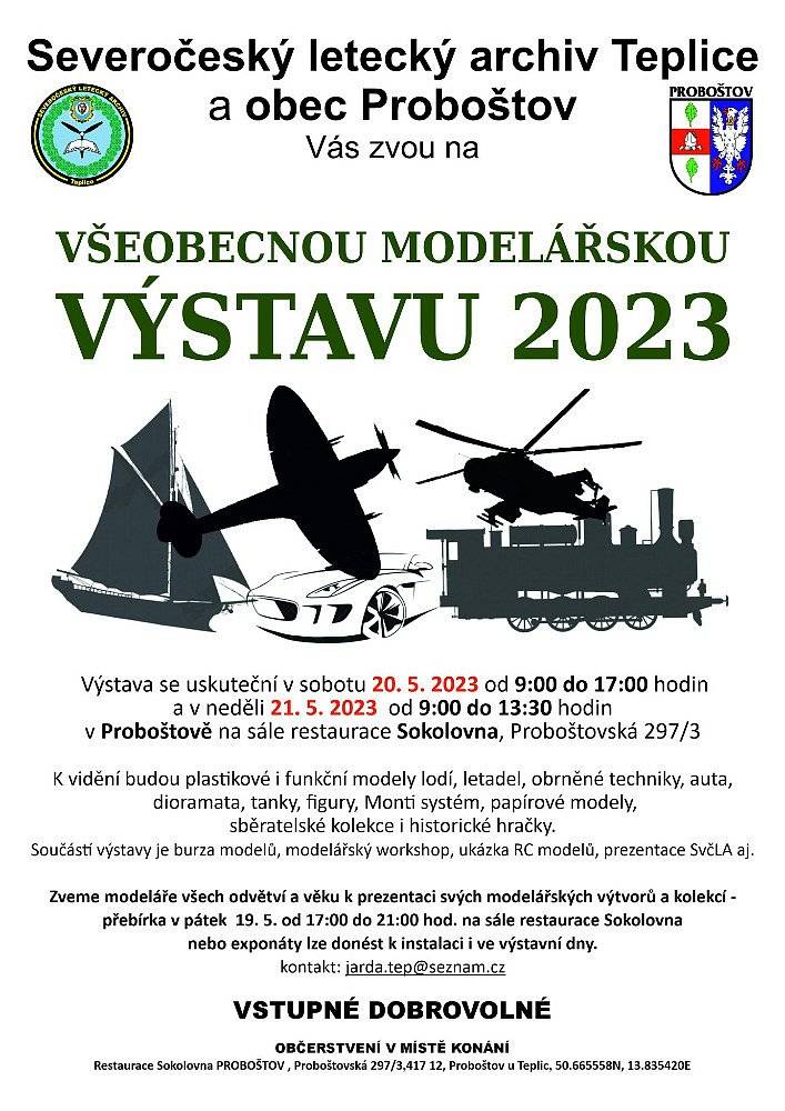 V sobotu 20. 6. a v neděli 21. 6. proběhne v sále Sokolovny tradiční Všeobecná modelářská výstava. Vstupné dobrovolné.