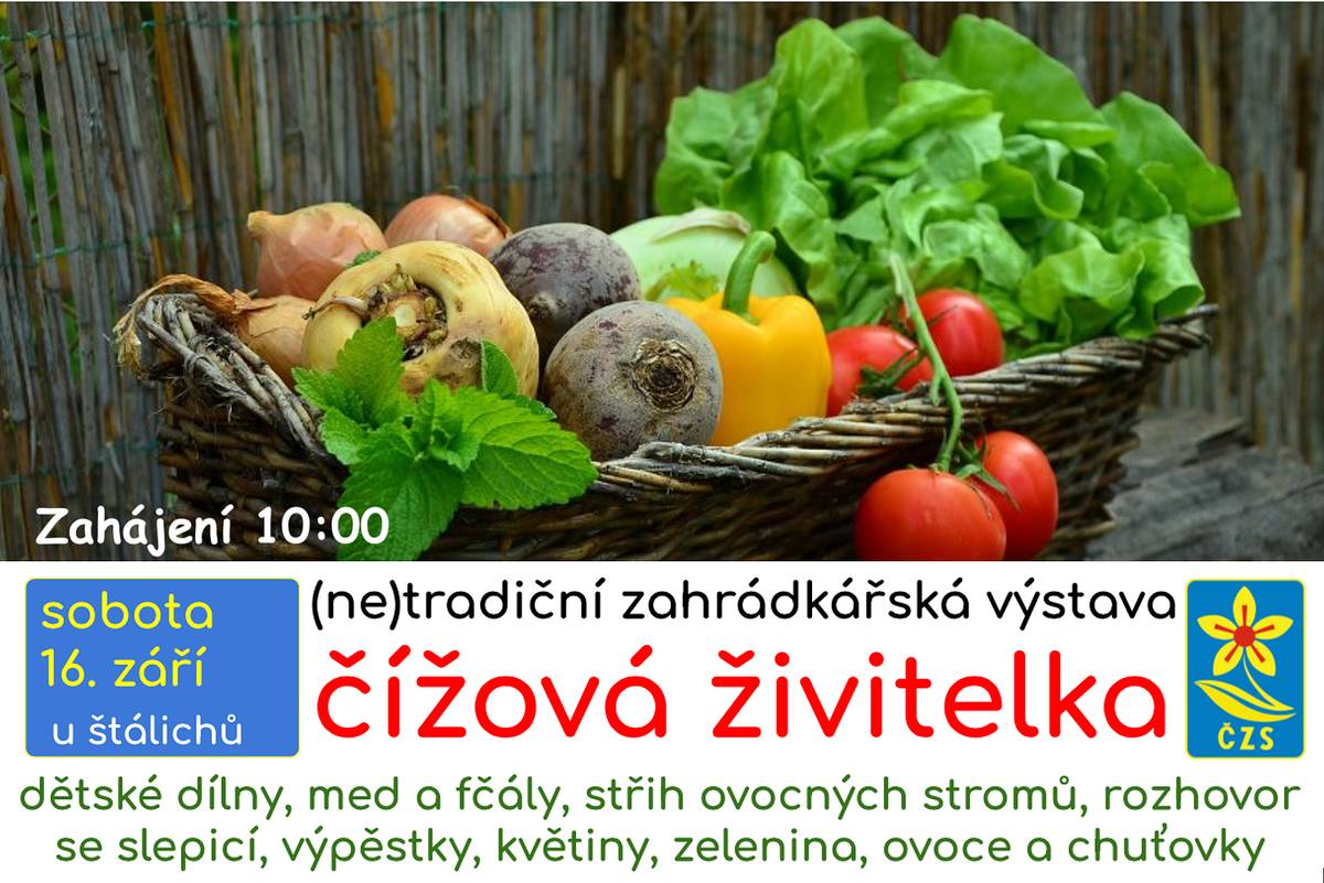 Spolek čížovských zahrádkářů pořádá 16. 9. od 10:00 v hostinci U Štálichů (ne)tradiční zahrádkářskou výstavu ,,Čížová živitelka“ . Vedle hlavní výstavy výpěstků bude možné navštívit tematické přednášky, dětské dílničky, včelařský koutek nebo výstavu zahradní techniky Páral. Výstavu zahajujeme traktorovým průvodem a nebude chybět dobré občersvení od Štálichů.