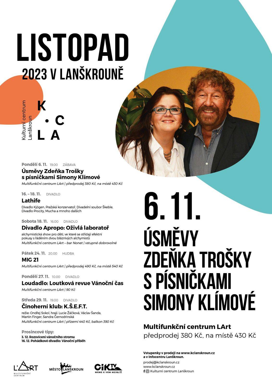 Akce kulturního centra Lanškroun - listopad