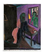 Rinus van de Velde: Thanks for allowing me here to be a silent witness, 2019, barevná tužka na papíru, 28,8 x 22,7 cm.