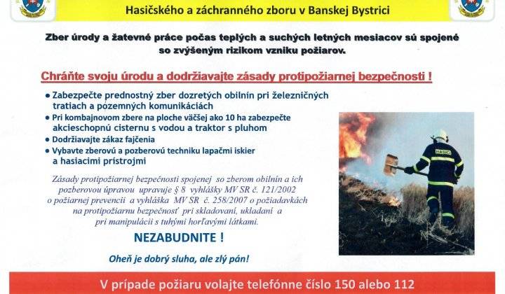 zásady protipožiarnej bezpečnosti pri zbere obilnín a ich pozberovej úpravenový článok