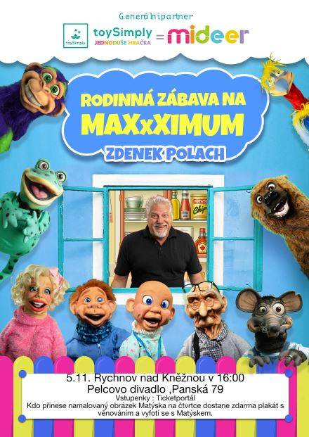 Matýsek a jeho kamarádi


Vystoupení jedinečného českého břichomluvce a televizní celebrity Matýska, které všichni dobře znáte z Česko Slovensko má talent.
Smích dětského publika je to co máme nejraději. Věřte že, Zdenek Polach a Matýsek s jejich kamarády, Vás budou bavit jako nikdo jiný v tomto oboru. Náš Youtube kanál denně navštíví kolem 15 000 diváků. Mohli jste nás vidět na ČT 1 , TV PRIMA, Československo má talent, SHOW JANA KRAUSE, DVTV, FACE TO FACE , Blízká setkaní na Českém rozhlase atd…. Milujeme dětský smích a co vy?
Zdeněk Polách – jediný břichomluvec v České republice, který v roce 2018 vyhrál s Matýskem Zlatého "bzučáka" v soutěži Československo má talent. 
Neuvěřitelně vtipné a vynalézavé představení, které si užijí děti i rodiče. 

Více na plakátu v příloze.