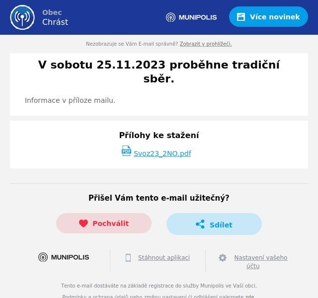 Informace v příloze mailu.