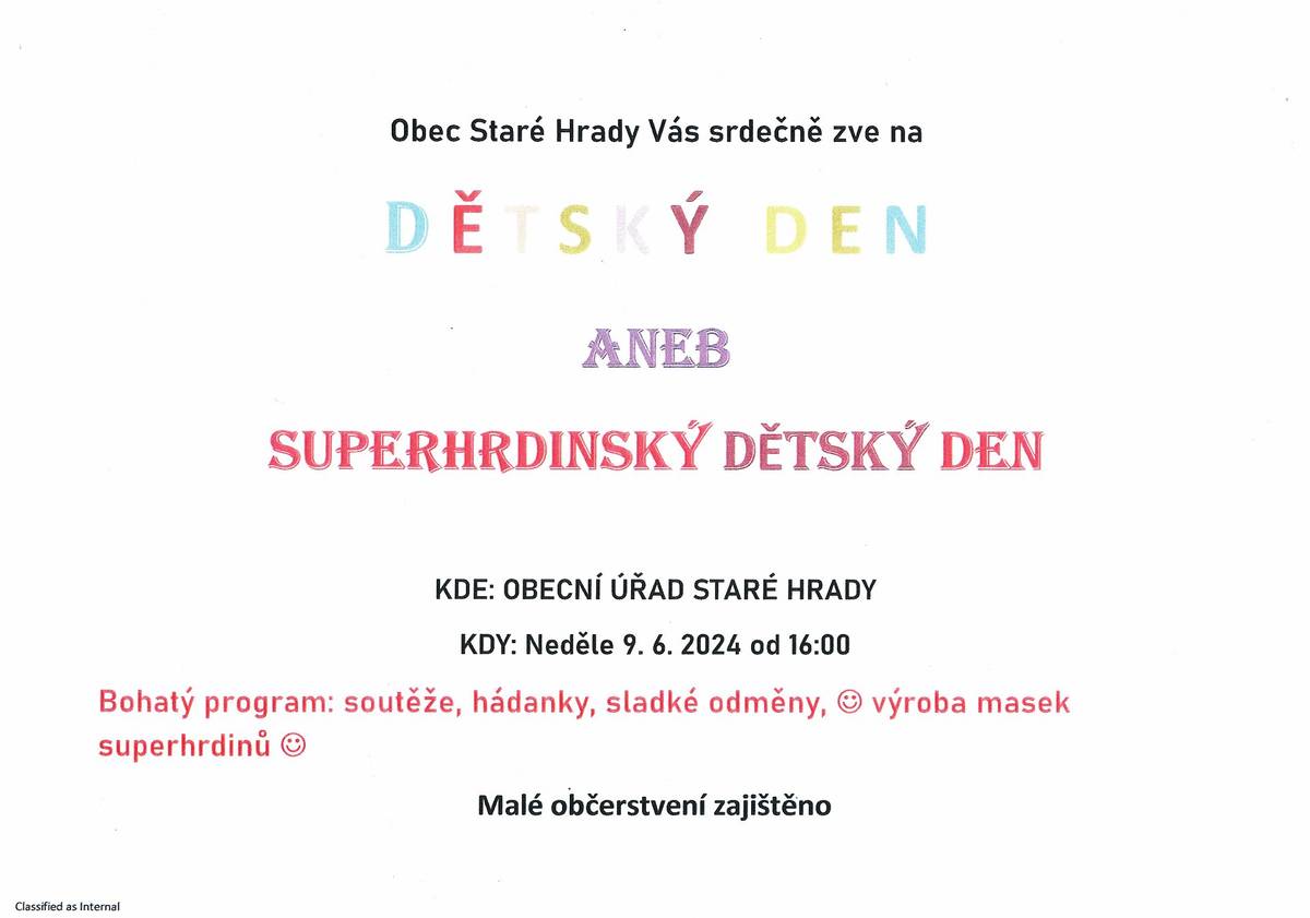 Pozvának na dětský den ve Starých Hradech